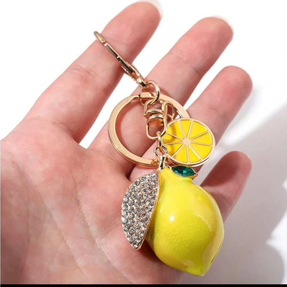 Lemon 🍋 bag charm keychain with gold hardware NWT - Picture 1 of 7